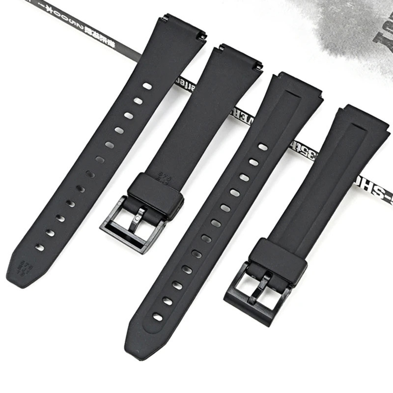 สายยางสําหรับ Casio F-201W F-201WA DB-36 WS-300 ผู้ชายกีฬากันน้ําเรซินสีดําเปลี่ยนสร้อยข้อมือนาฬิกา 