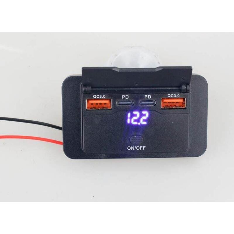 (หุ้นไทยพร้อม) 4-Ports 12/24V Car Charger Socket USB C Outlet Panel Wall Mount พร้อมปุ่มสวิทช์กันน้ํารถอุปกรณ์เสริมสําหรับ Bus RV รถบรรทุก - รูปที่ 7