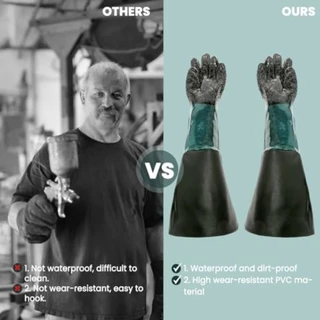 VOIDZY ถุงมือตู้พ่นทรายคู่, พ่นทรายยาง 60 ซม. ทนการสึกหรอ, การป้องกันพร้อมที่ใส่ถุงมือ ถุงมือทํางานนิรภัยกันลื่น ใช้อุตสาหกรรม