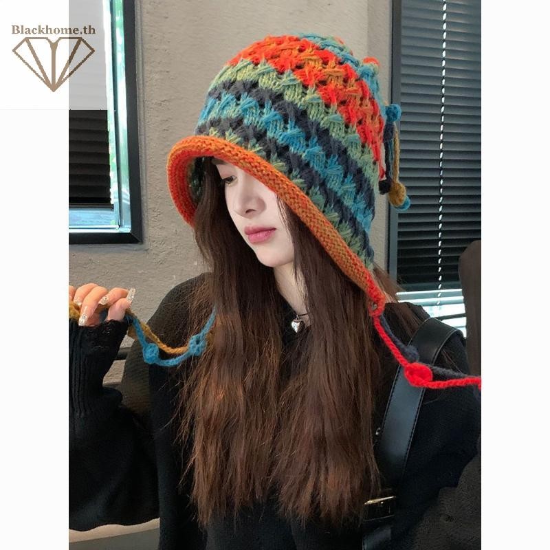 หมวกถักสำหรับฤดูหนาว สไตล์น่ารักและอบอุ่น ป้องกันลมสำหรับผู้หญิง - รูปที่ 3
