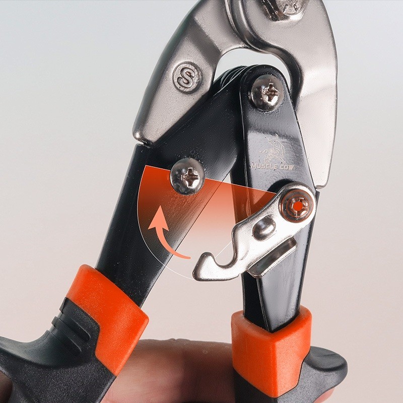 MUSCLE COW กรรไกรตัดเหล็ก 10 นิ้ว กรรไกรเหล็กแผ่น กรรไกรตัดเหล็กแผ่นปากตรง (ตัดตรง ตัดโค้งซ้าย ตัดโค้งขวา) กรรไกรตัดเหล็ - รูปที่ 4