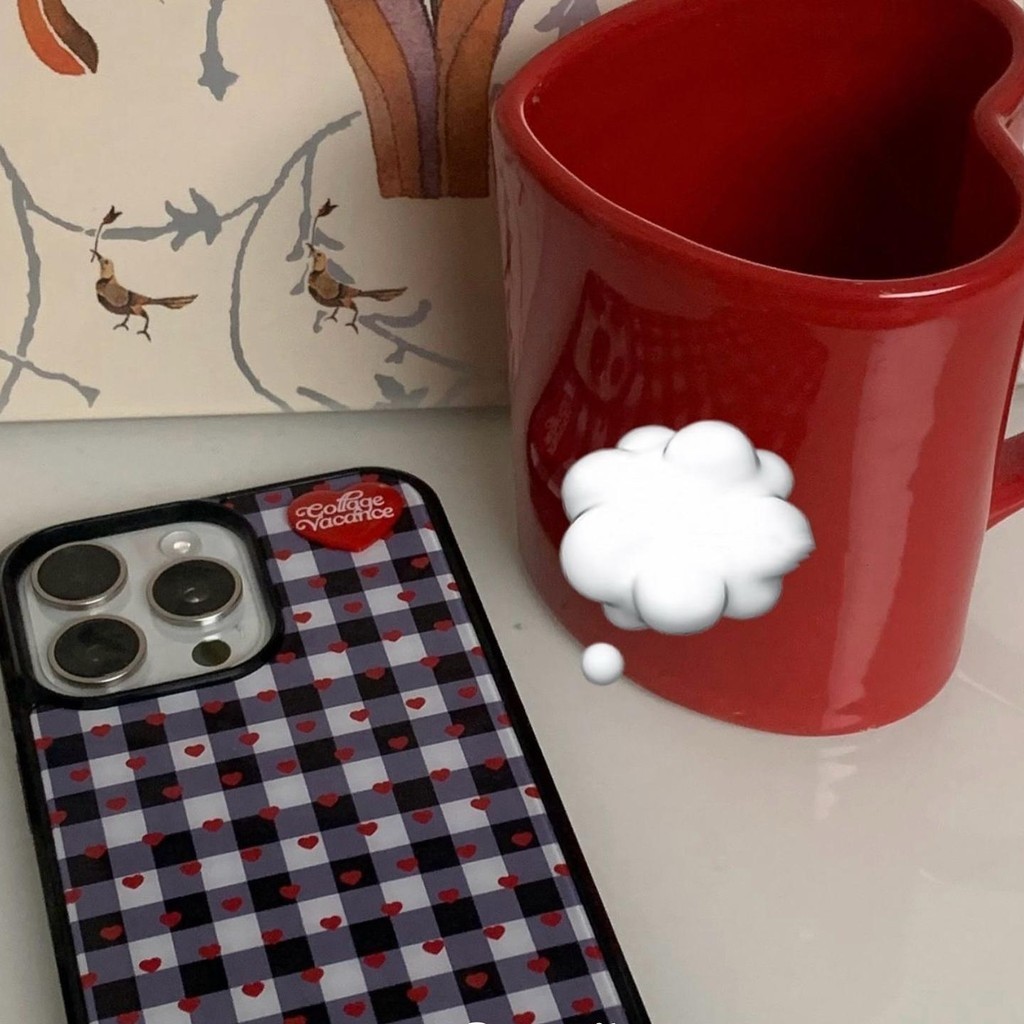 Retro Love ลายสก๊อตเคสโทรศัพท์ Drop-Resistant สําหรับ iPhone 16 Promax 15 Promax 11 12 13 14plus 15plus 16e 16plus 15pro - ภาพย่อย 3