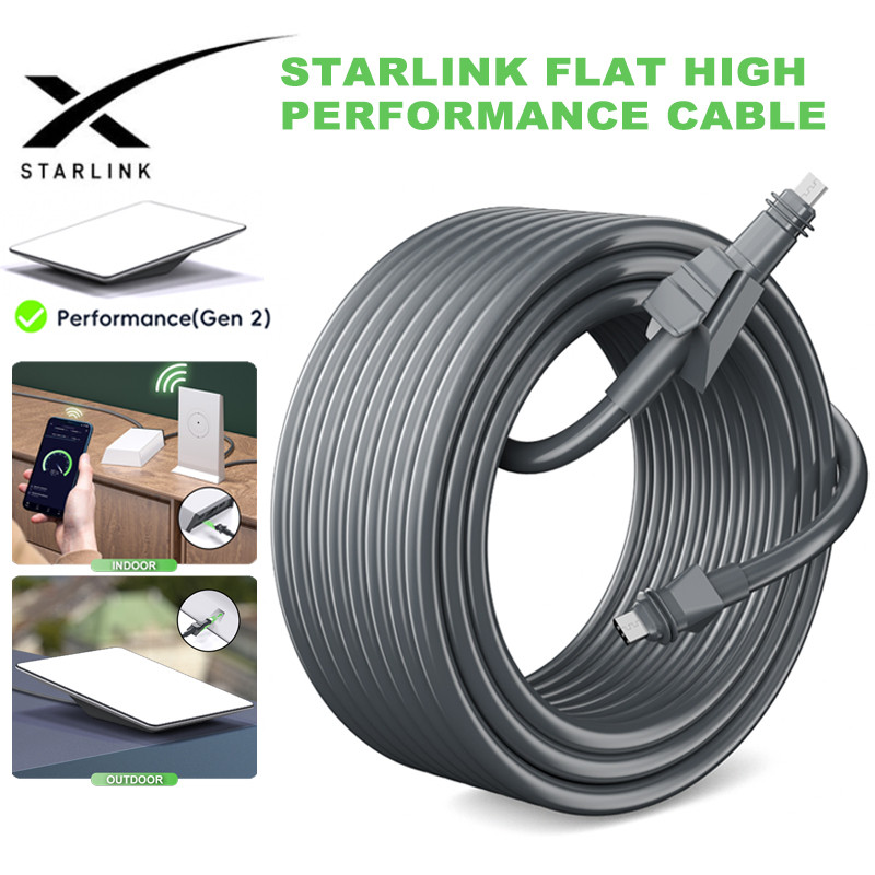 Starlink Flat High Performance Cable 75FT/23M Waterproof Extension Cord สําหรับ Performance Gen2 Sat