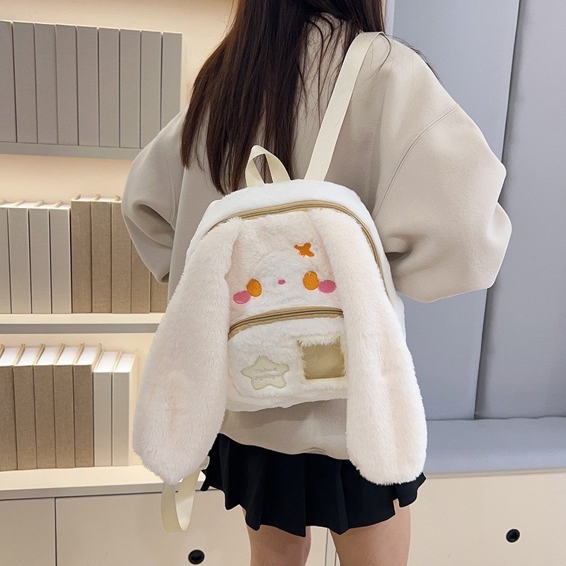 กระเป๋าสะพายหลัง เป๋าเป้ หูยาว ขนนุ่ม สะพายหลัง สะพายไหล่ ปรับสายได้  พร้อมส่ง