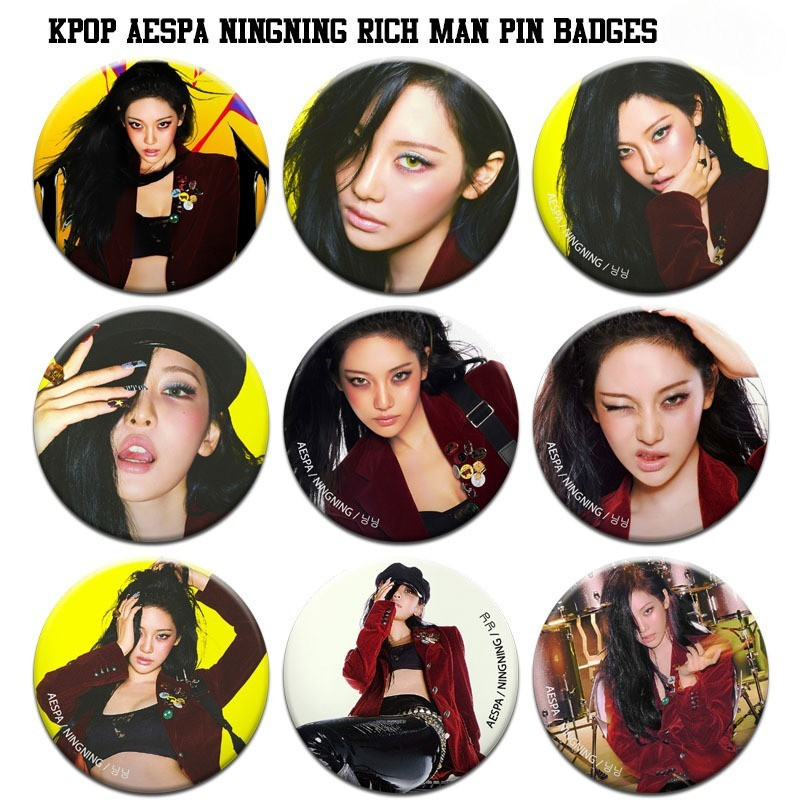 Annasya Collection Pin เข็มกลัดกดปุ่ม 44 มม.KPOP Aespa NING Rich Man Pin Pin Pin