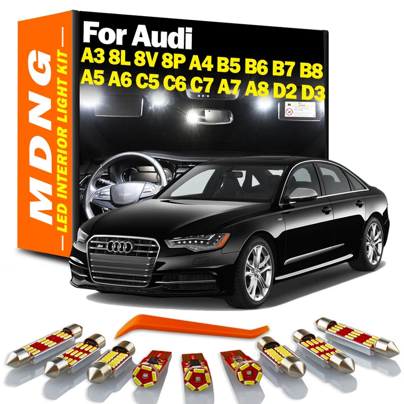 MDNG Canbus รถโคมไฟสําหรับ Audi A3 8L 8V 8P A4 B5 B6 B7 B8 A5 A6 C5 C6 C7 A7 A8 D2 D3 Auto LED แผนที
