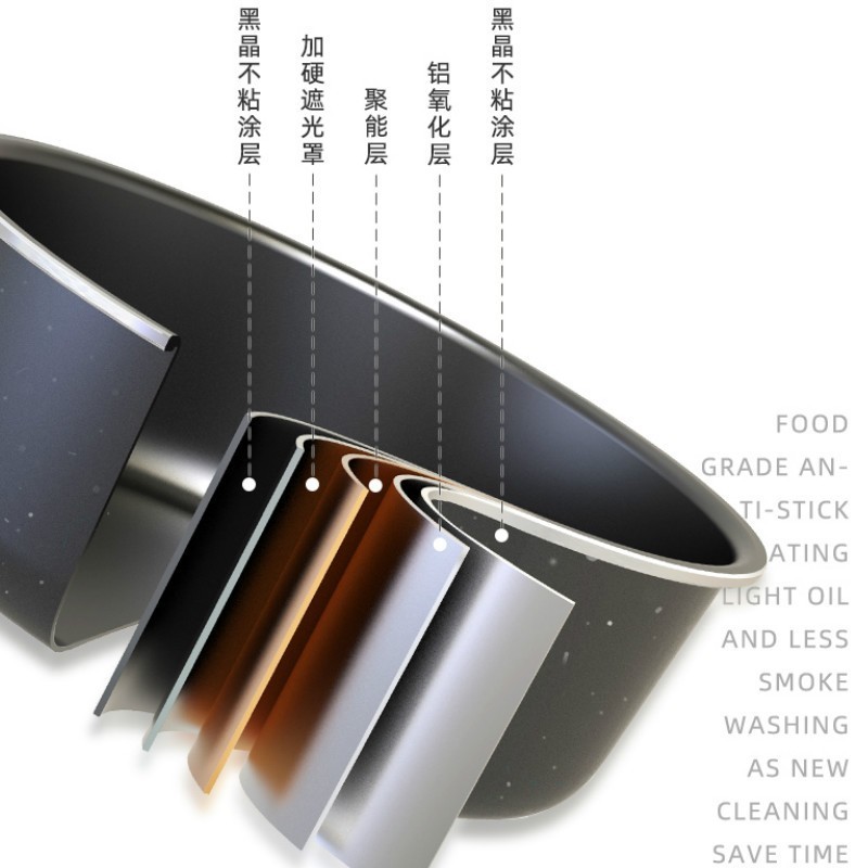 Oaks หม้อความดันไฟฟ้า 3L 4L สีดําคริสตัลทางการแพทย์ Stone Non-Stick Liner