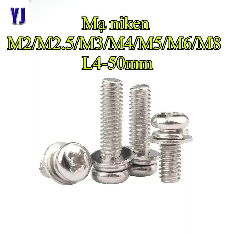 สกรูหัวกลมแบบชุบนิกเกิล M2/M2.5/M3/M4/M5/M6/M8 * L4-50 มม. (B-VN)