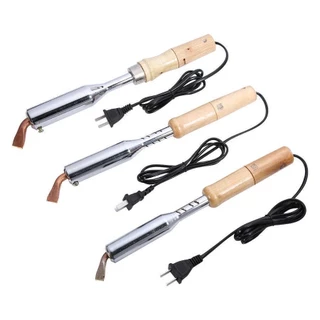 หัวแร้งบัดกรีไฟฟ้ากำลังสูง ปลายแบน ด้ามไม้ 200W-300W 220V หัวแร้งไฟฟ้าแบบงานหนัก พร้อมหัวบัดกรีทองเหลือง