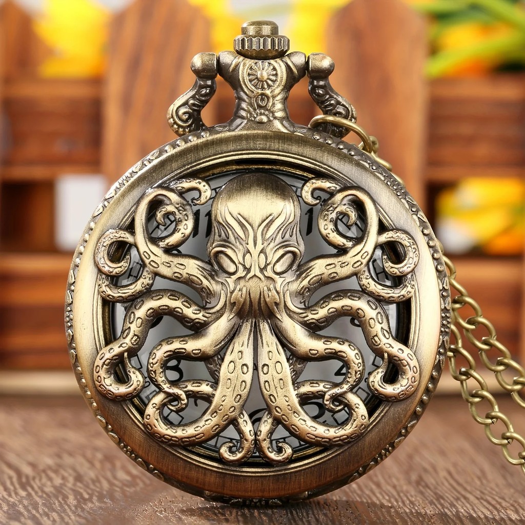 นาฬิกาแฟชั่น Retro Evil Octopus Cthulhu สไตล์นาฬิกาพก