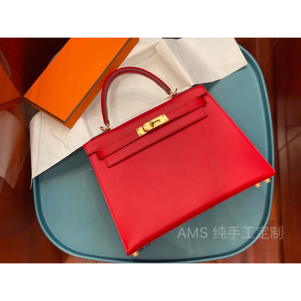 Kelly 28Q5 National Flag Red RougeCasaque Gold Buckle First Class Hand-Sewn