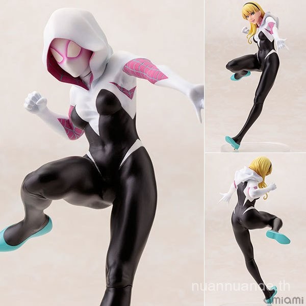 Kotobukiya Spider-Man Gwins Daisy หัวเปลี่ยน Marvel Series รูปตุ๊กตาของขวัญตกแต่ง PGGU