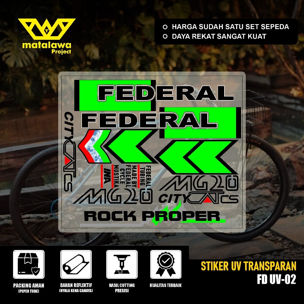 สติ๊กเกอร์ FEEDERALS FEDERAL UV TRANSPARKENT STREET CITY CAT MG 20 CS MTB จักรยาน Pussycat SX ชุด 02