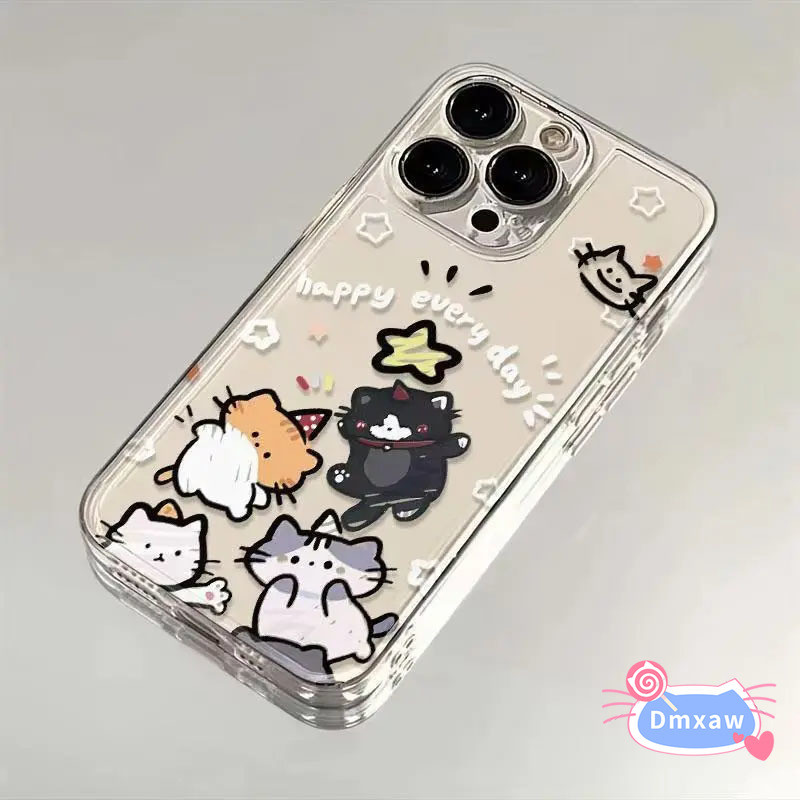 น่ารักการ์ตูน Cat Line Star สําหรับ OPPO Reno 14F 14 13 13F 12 12F 11 11F 10 9 8 8T 8Z 7 Lite 7Z 6 5