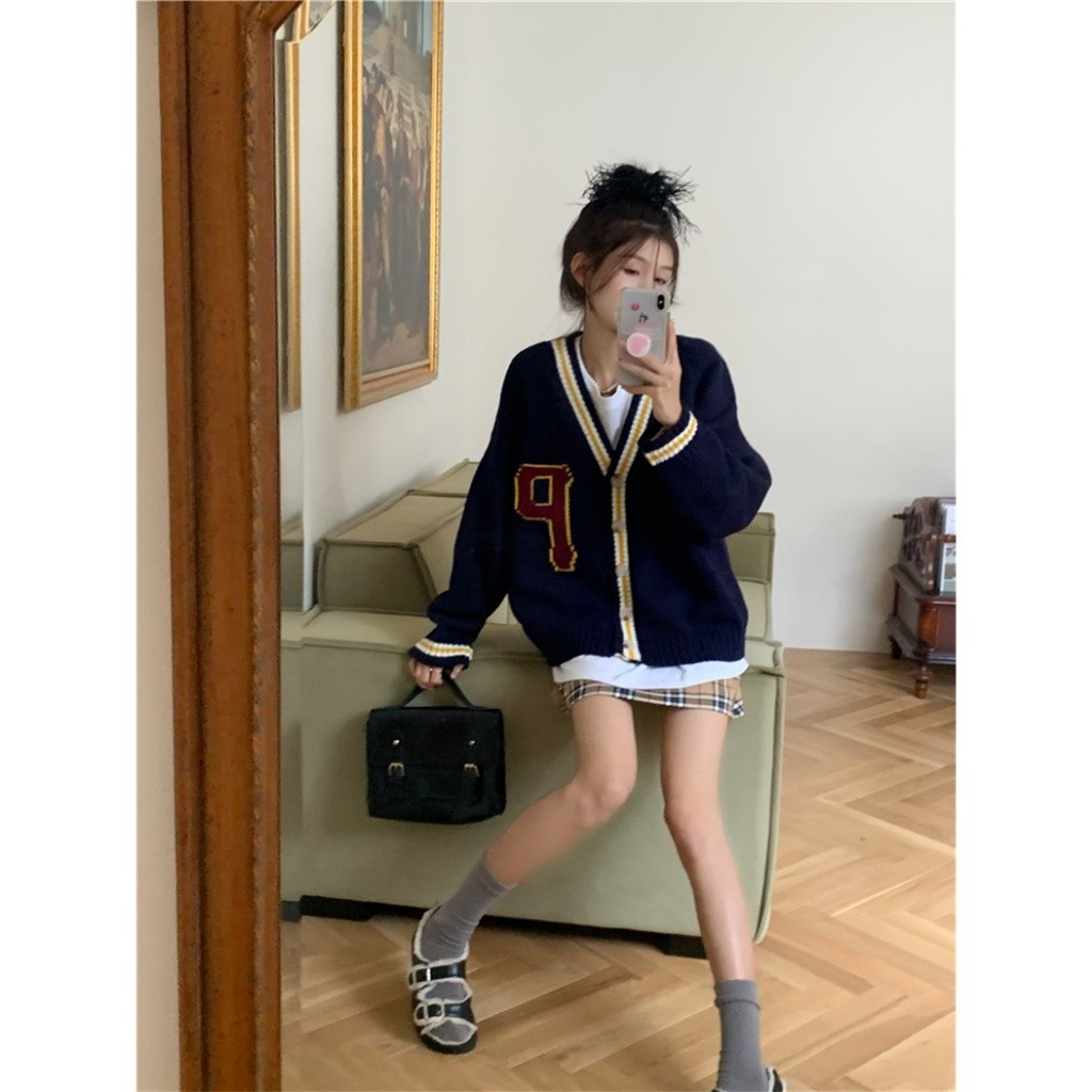 E1 สไตล์เกาหลีกีฬาฤดูหนาวสไตล์ V คอยาวแขนยาวถักเสื้อสเวตเตอร์ถักผู้หญิงเสื้อขนสัตว์ M348 D2-38 e2