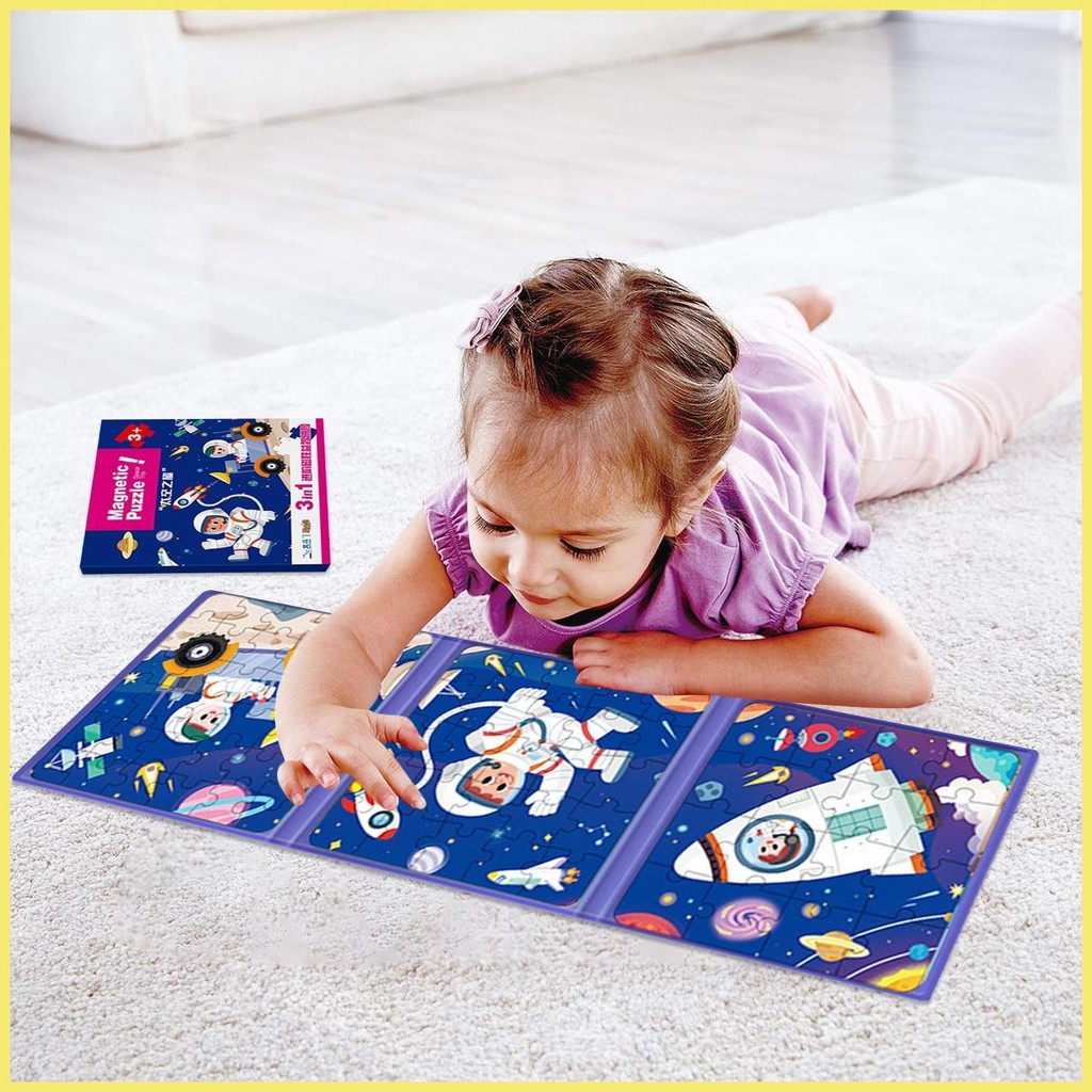 Kids Magnetic Puzzles Jigsaw Puzzles Book Magnetic Road Trip กิจกรรมของเล่นปริศนาแม่เหล็กสําหรับเด็ก