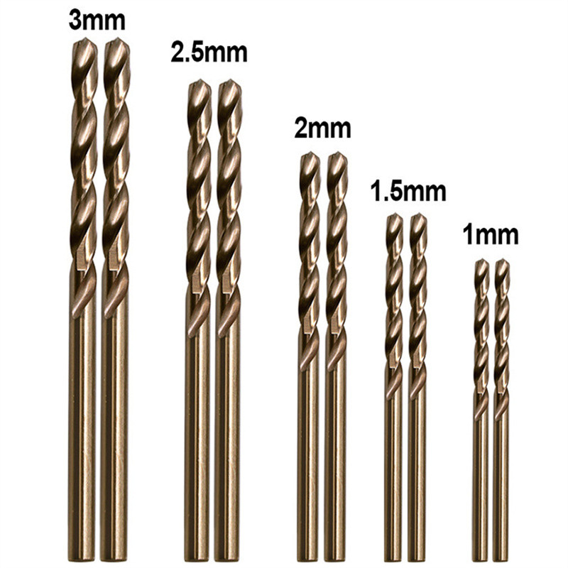 10pcs Titanium Coated Cobalt Drill Bits HSS High Speed Steel Drill Bits Set Hole Cutter For Metal St