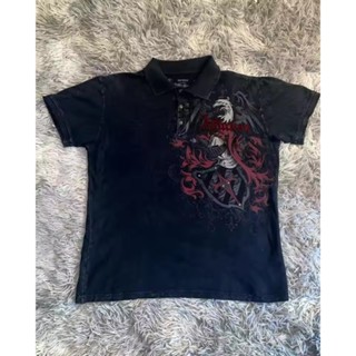 เสื้อโปโลสีดำแขนสั้น เสื้อสไตล์ STREETWEAR และ RETRO DRAGON …