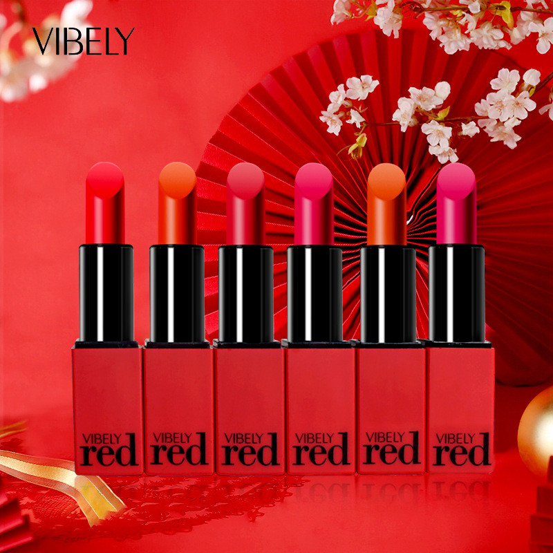 VIBELY Red Lip Cosmetics Honey Words Matte Matte Lipstick 999 ของแท้สีแดงจีน 10 สีแต่งหน้าในประเทศ W