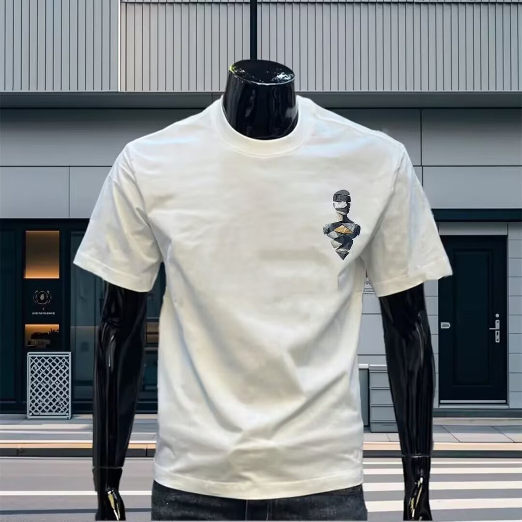 2025 NEW 2025 T-Shirt Men 2025 Summer Trendy Versatile Plus Size T-Shirt Black Short Sleeve T-Shirt 
