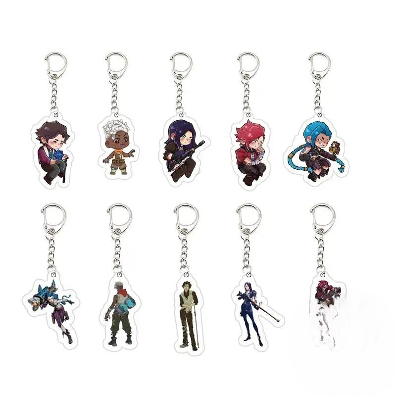 Akrilk Arcane Jinx Vi Caitlyn Ekko Viktor Anahlık Arcane FigurePendant Anahtarlık Anahtarlık Akesua