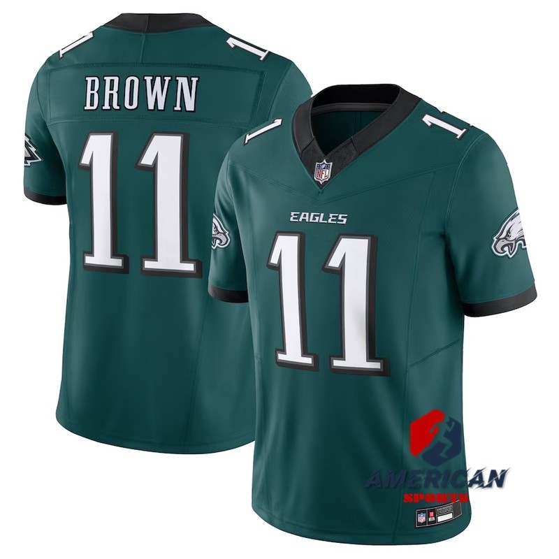 เสื้อบอลอเมริกัน Philadelphia Eagles A.J. Brown สีน้ำตาลดำ สำหรับผู้ชาย