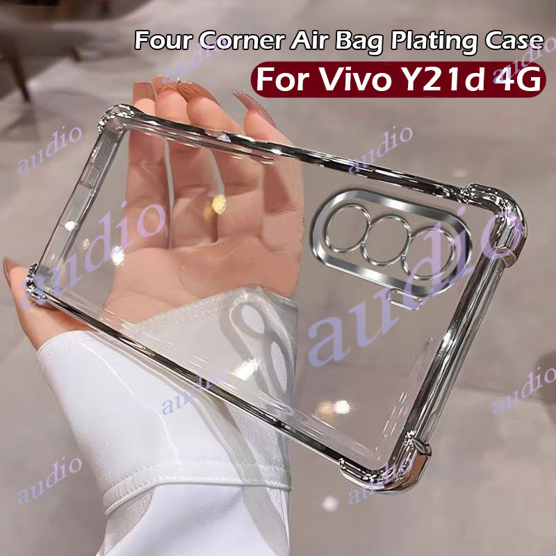 Vivo Y21d 4Gสี่มุมชุบ Anti Drop เคสโทรศัพท์โปร่งใสสําหรับVivo Y21d Y21d VivoY21d 4Gหรูหรากันกระแทกซิ