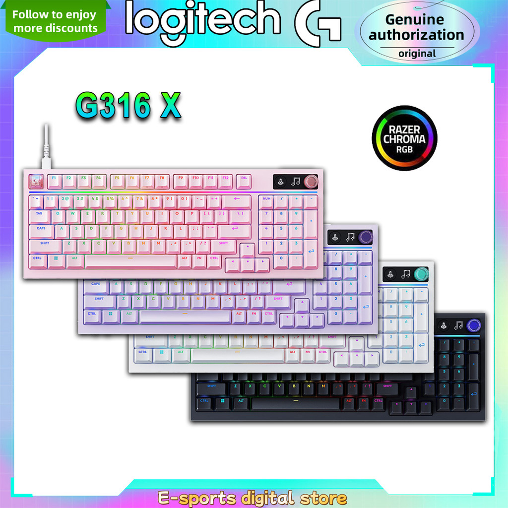 Logitech G316 X 8K คีย์บอร์ดเกมมิ่งแบบกลไกแบบกําหนดเองแบบมีสาย USB-C 98 คีย์สีดํา/ขาว ZZM Trading