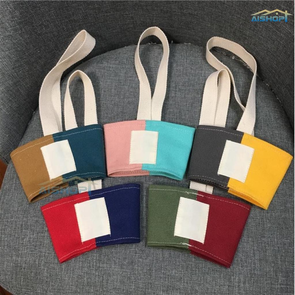 [ผู้ขาย SG]Carrier Drinking Holder Reusable Cup Bag Color Match Milktea Cup Holder Portable Cup Bag 