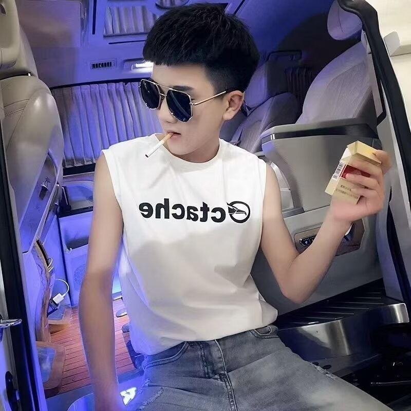 COD 2025 Summer New Men's Heavyweight Vest Sleeveless T-Shirt Trendy Brand Printed Tank Top Sports F