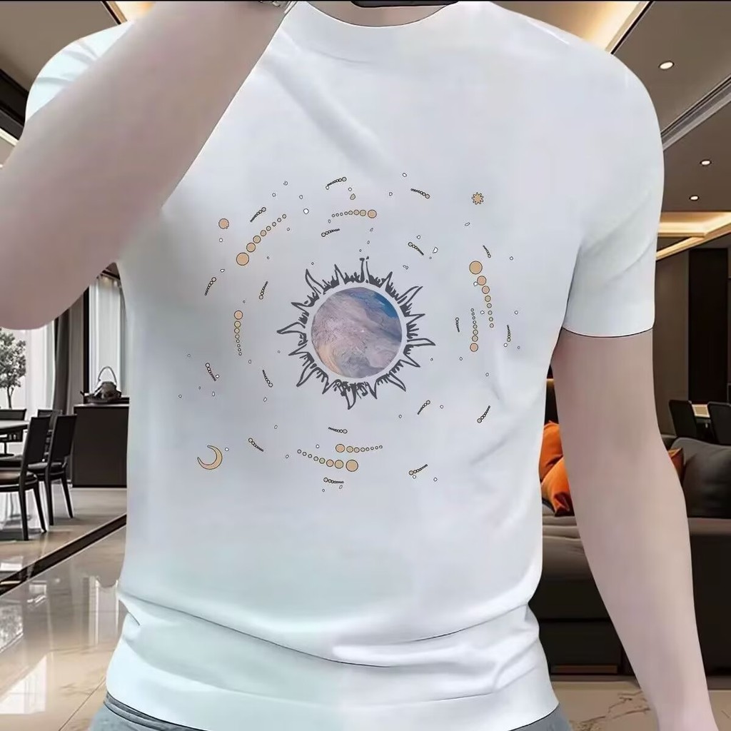 2025 NEW 2025 Trendy Brand Summer New 2025 Short Sleeve Men's T-Shirt Large Size Personalized Print 