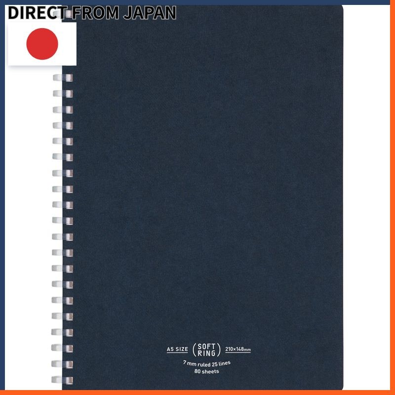 Kokuyo Soft Ring Notebook Natural 80 Sheets A5 A Ruled Navy SS-SV638A-DB