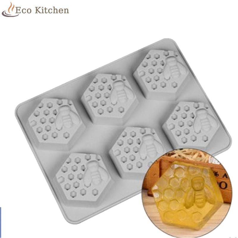 [Eco Kitchen] 1 Pc 6 Cavity Silicone Bee Hive Decor Handmade Soap Mould Resin Mold [ใหม่]