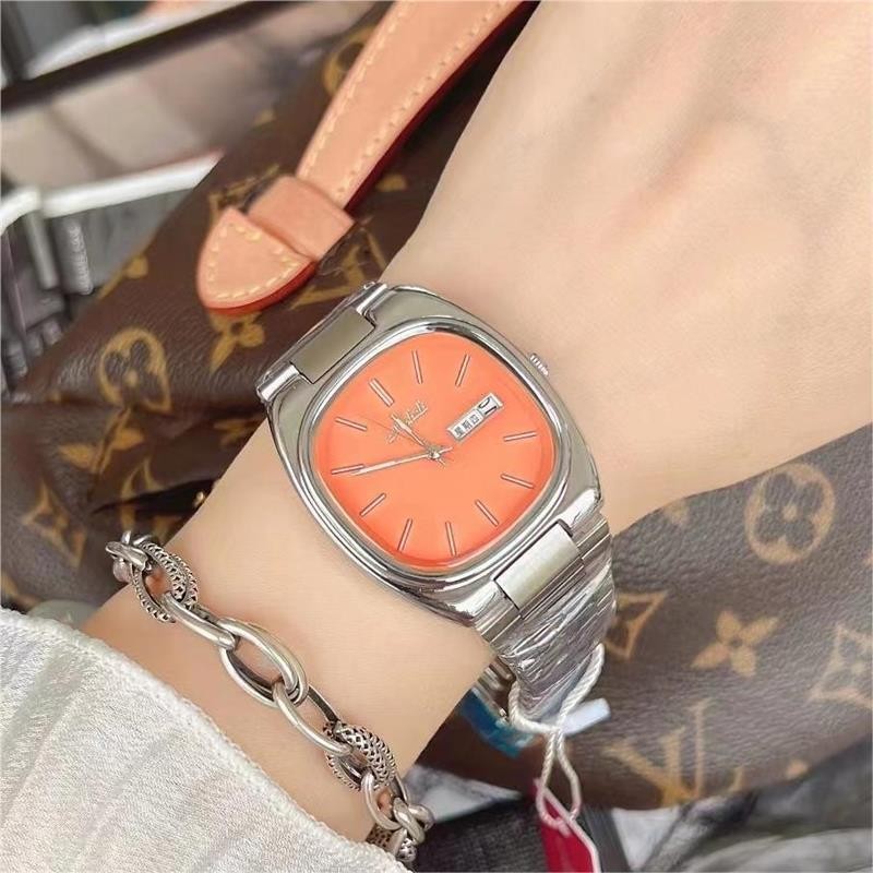 Mishali米莉莎手表方形大表盘日历星期双显潮流女士电视机女表