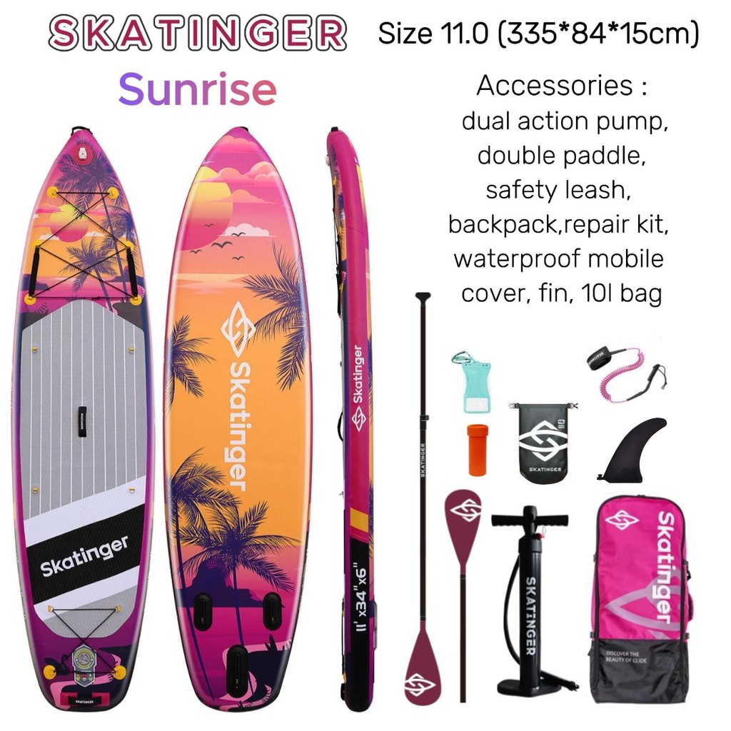 SUP Board SKATINGER Sunrise 11’ – inflatable paddleboard full set แพดเดิ้ลบอร์ด Sup บอร์ด ยืนพาย แบบ