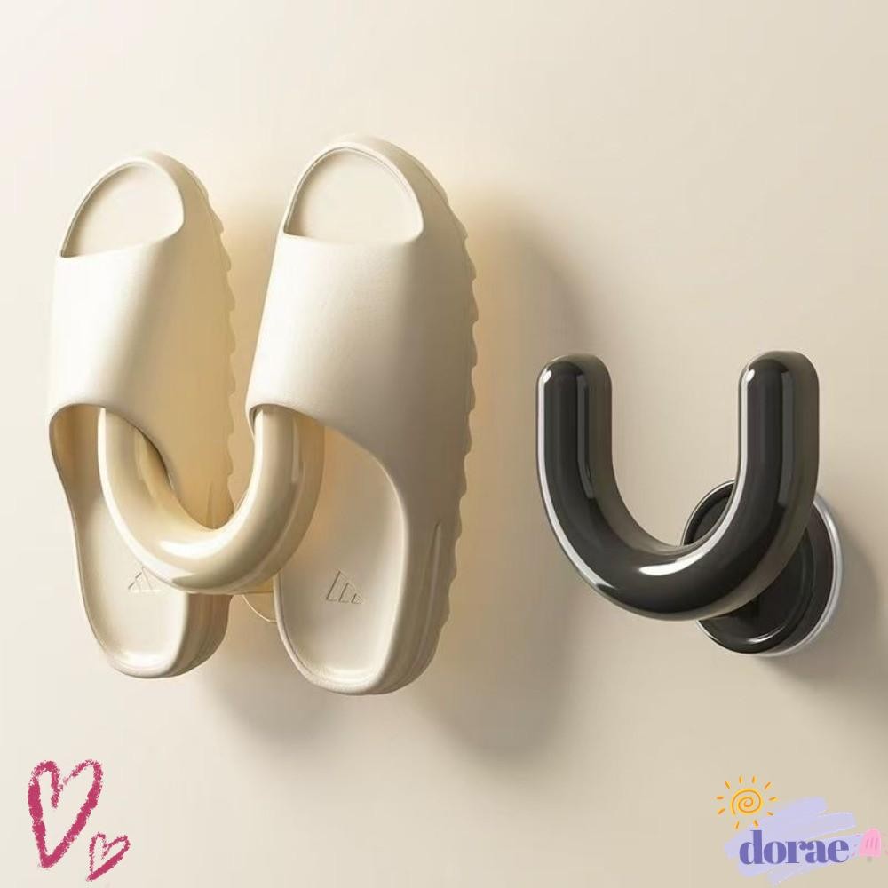 โดราเอะ 1ชิ้นไม้แขวนเสื้อ,ประหยัดพื้นที่ถ้วยดูดรองเท้าแตะชั้นวาง,อเนกประสงค์ติดผนังไม่เจาะรองเท้าแตะตะขอสําหรับห้องน้ํา