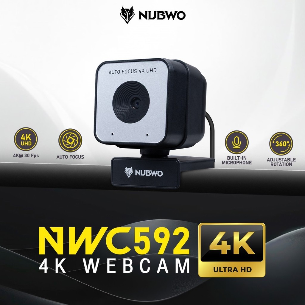[ประกัน 1ปี] Nubwo กล้องเว็บแคม NWC592 4K Auto focus มีไมค์พร้อมNoise cancelling