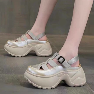 One for all พร้อมส่งจากไทย TX729 รองเท้าเเตะส้นหนาผู้หญิงเปิดส้น มีสายรัดข้อเท้า หนา8CM กันลื่น ใส่สบาย สำหรับผู้หญิง