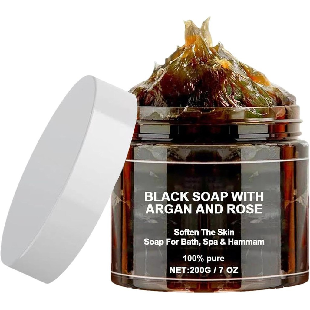 Black Soap With Argan And Rose, Black Beldi Soap, Moroccan Black Soap With Argan Oil, Natural Africa