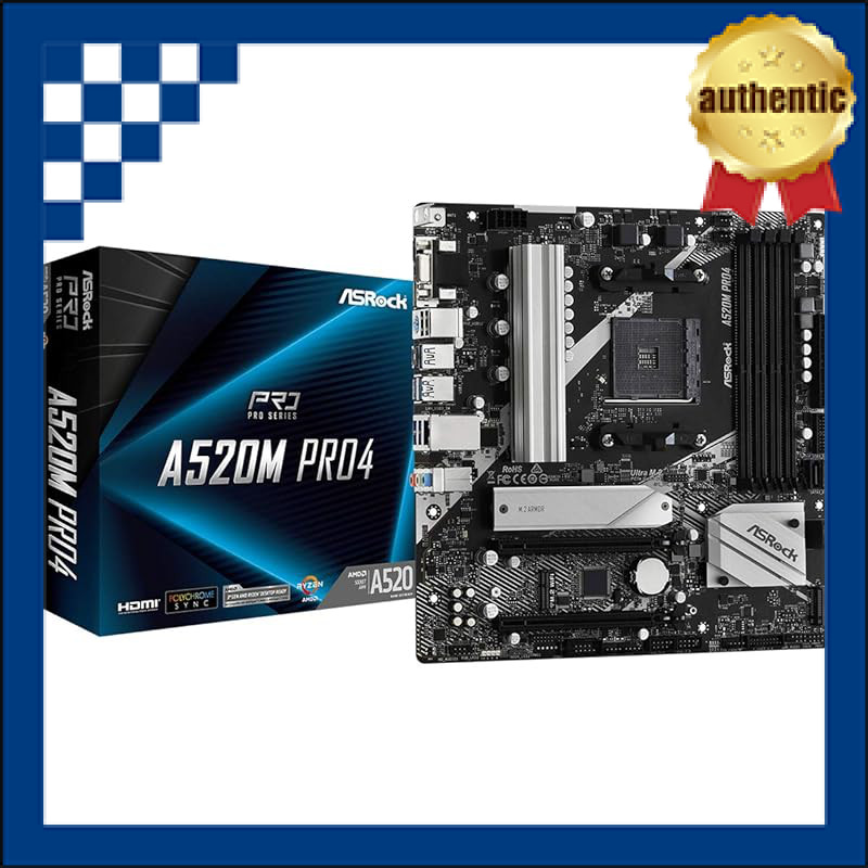 ASRock A520M Pro4 Micro ATX Motherboard for AMD Ryzen 4000/5000 Series (Socket AM4) - Supports Up to