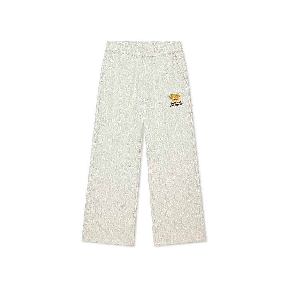 [Aria] กางเกงขายาว Butter Bear สีขาว ไม่มีกระดูก แบบหลวมใส่สบาย สำหรับทุกวัน