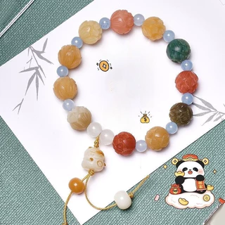 สร้อยข้อมือดอกบัว พลาสติก มีหลายลาย แมวนำโชค กำไลลูกปัดดอกบัวสวยๆ เสริมดวง ส่งจากไทย ส่งไว