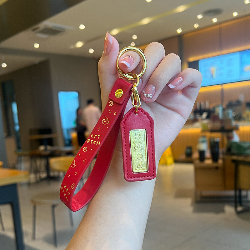 Zhoujia Thinking Money Thinking หนาทุกอย่าง OK Fist Force Rich Gold เหรียญพวงกุญแจโทรศัพท์มือถือกระเ