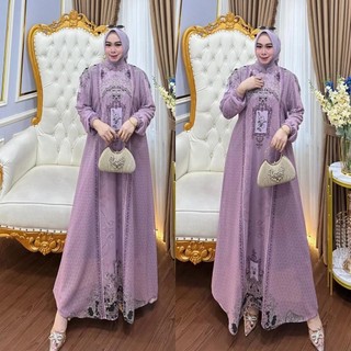 * Gamis Sultan Mewah New Model Fashionable Kekinian Ceruty Full Furing Adem Busui Frendly Best Seller Viral Terlaris Baju Busana Dress Wanita Muslim Terbaru Raya Mewah Jumbo Ada Tali Pinggang | Syafa