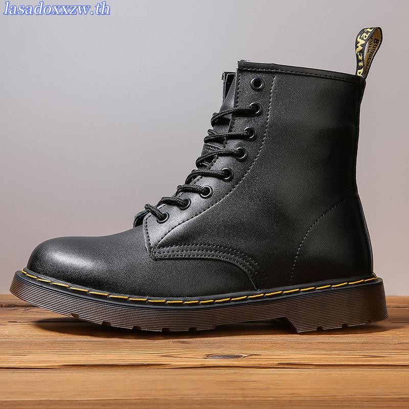 ผู้ชาย/ผู้หญิงแฟชั่น Retro Martin รองเท้า High-Top กลางแจ้ง High-Top Overalls Martin รองเท้าหนังแท้ร