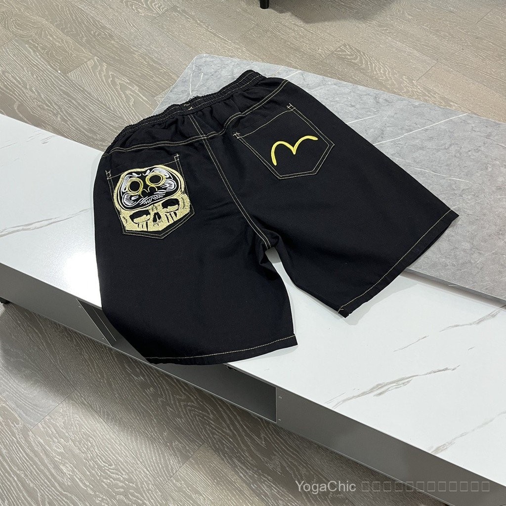 EVISU Fushen Evisu 2025 กางเกงยีนส์ขาสั้นปักลาย สำหรับทุกเพศ