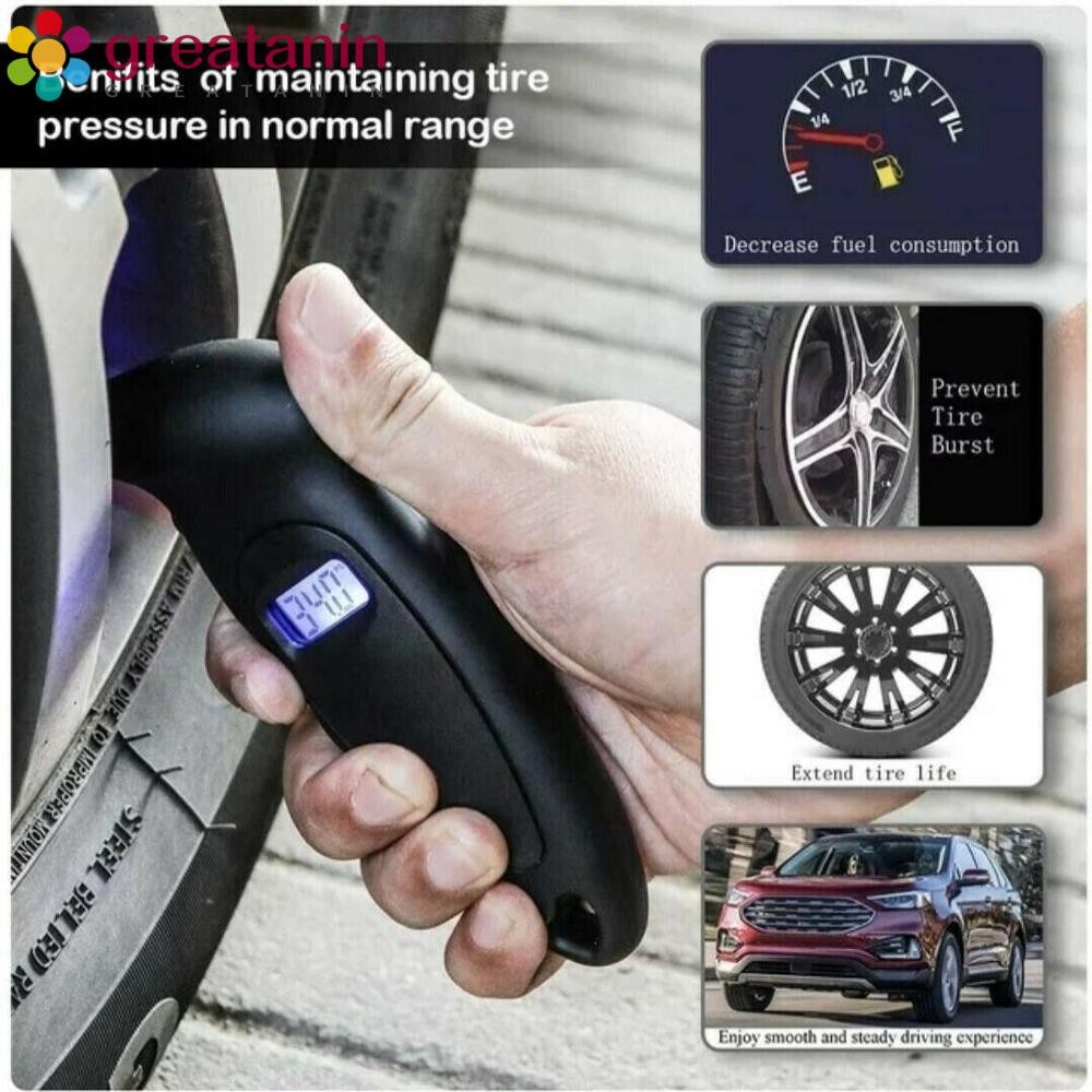 GREATIN Tyre Tyre Gauge Tester ความปลอดภัยแบบพกพา Handheld LCD Digital