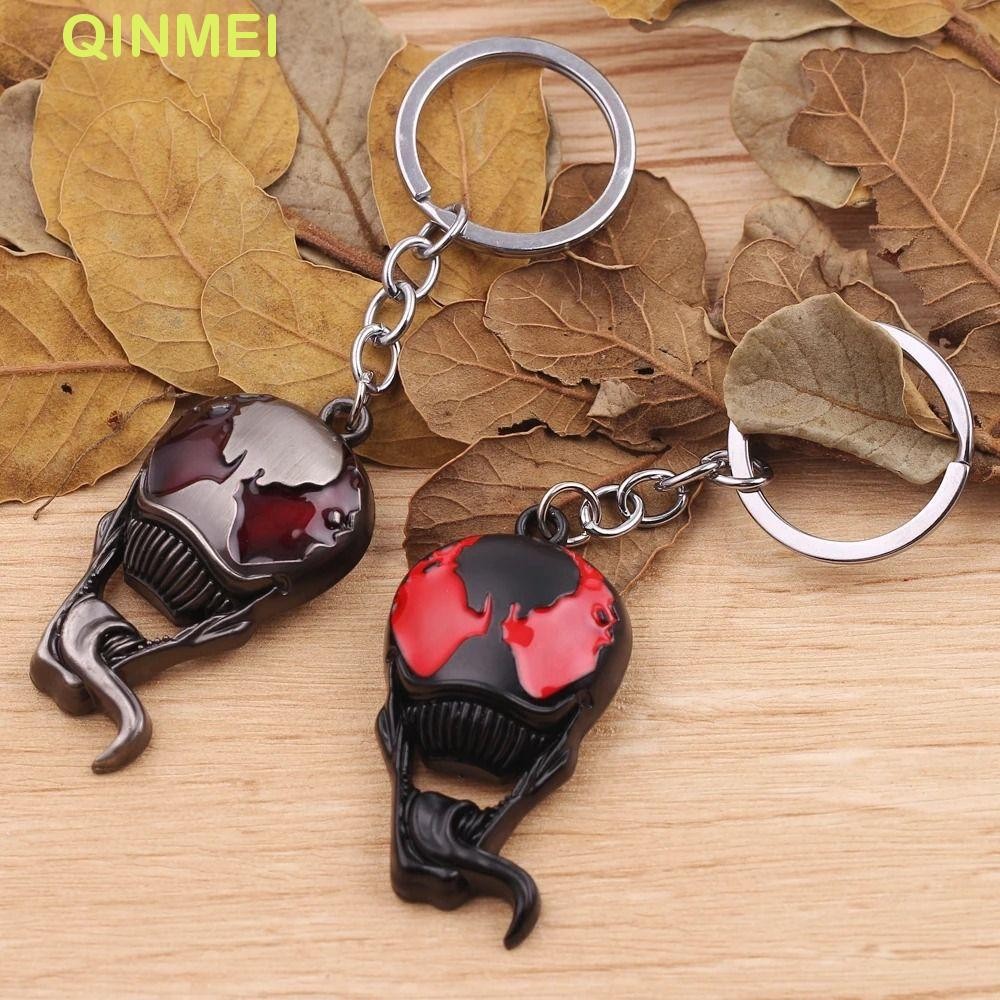 QINMEI พวงกุญแจไฟฟ้า/ไร้คอ, พวงกุญแจโลหะชุบด้วยไฟฟ้า Venom Symbiote, แฟชั่นเต้นรําล่าสุดโลหะผสมฮาโลว