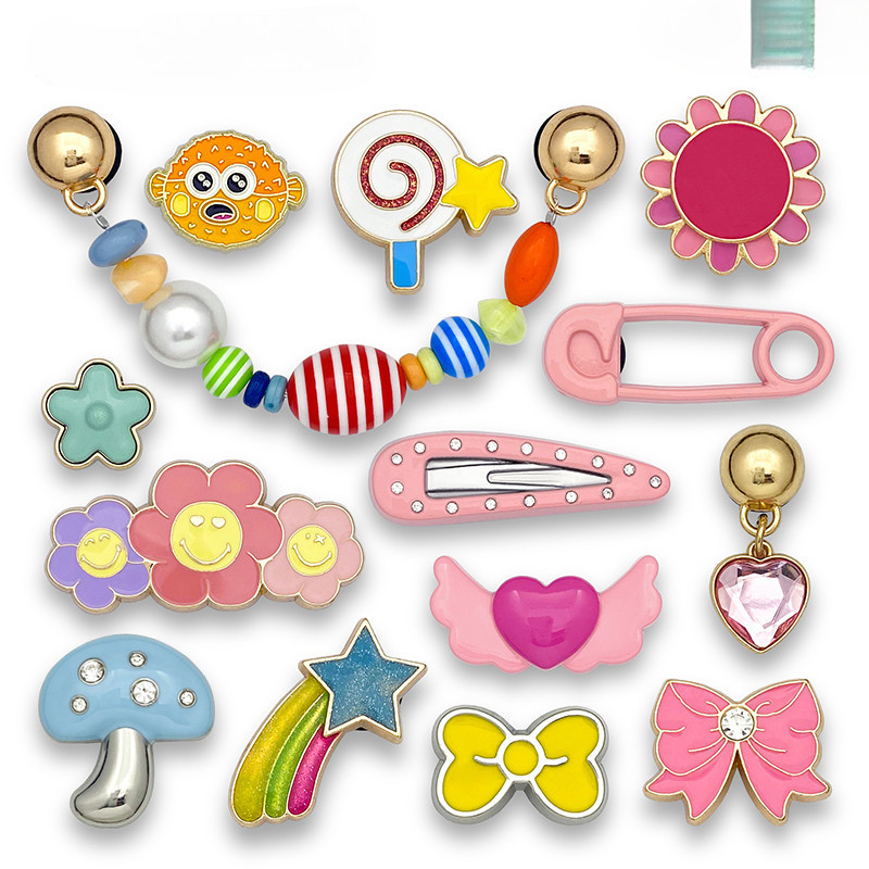 JlBT1 Shoe Charms Metal Pink girl  Shoes Accessories  DIY shoe buckle Shoe clip-on ราคา ถูกที่สุด ดีลบีเคเค แกลเลอรีภาพที่ 6