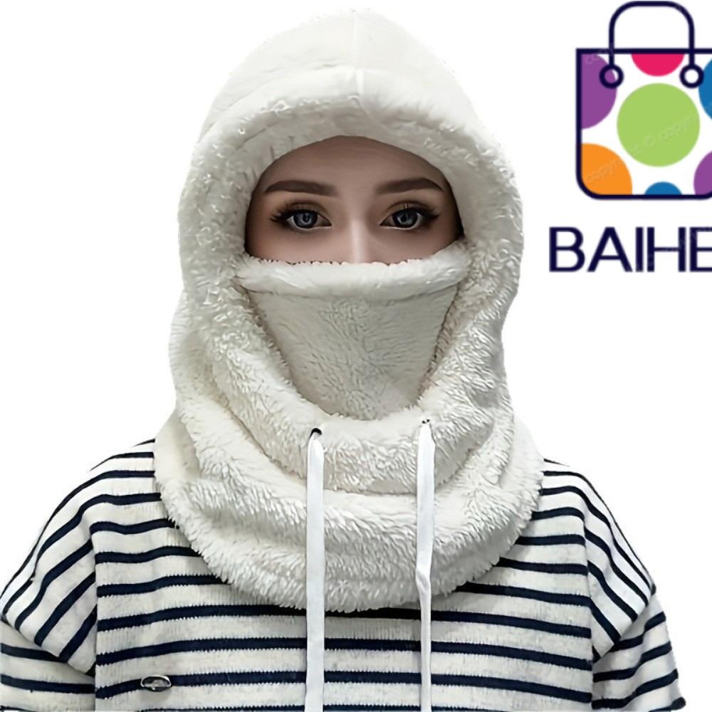 หมวกสวมหัว ดีไซน์รวมผ้าพันคอกันหนาวและกันร้อน ทำจากไหมพรมขนแกะสำหรับกิจกรรมกลางแจ้ง